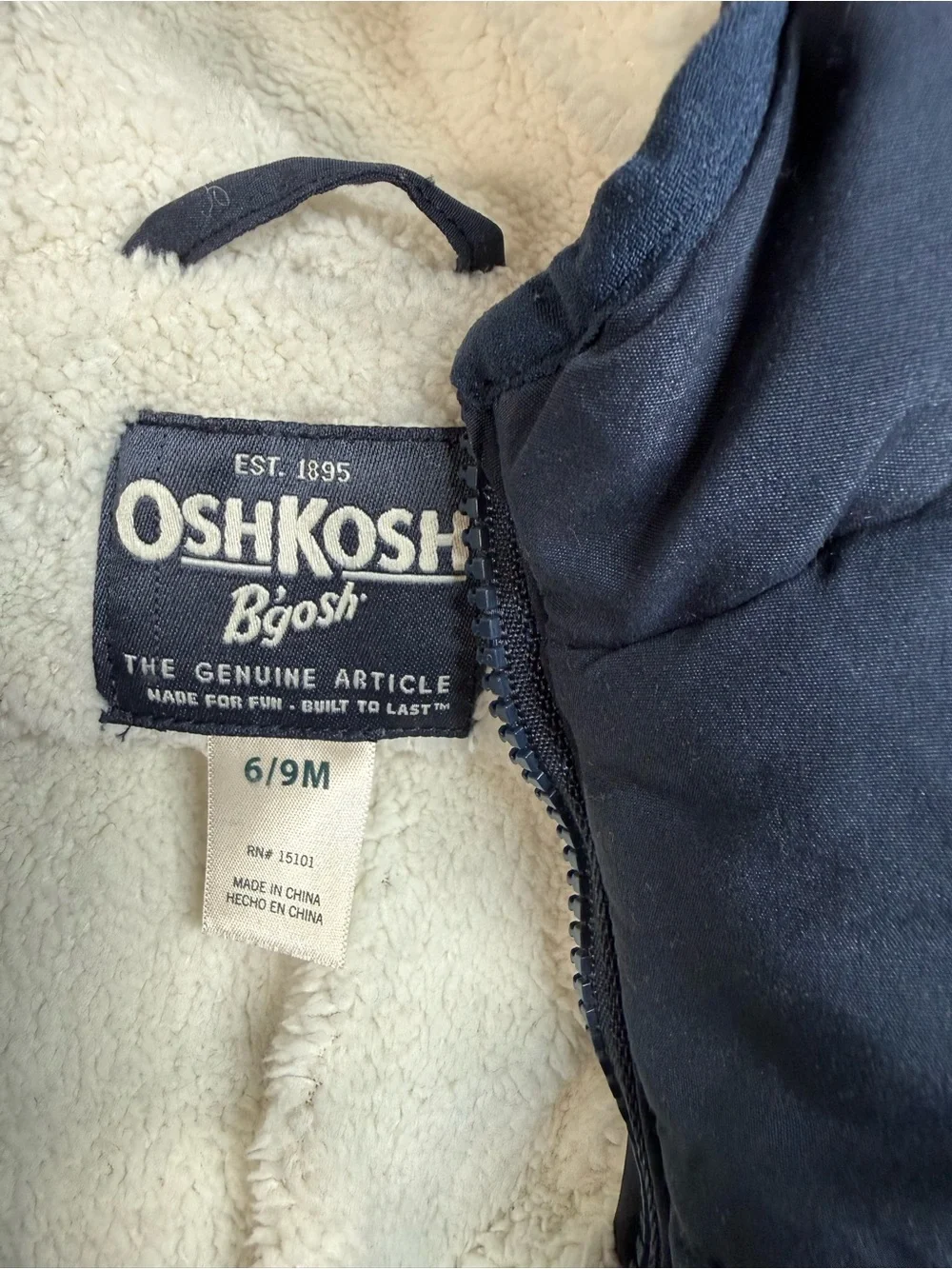 OshKosh B'gosh Navy Hooded Sherpa-Lined One-Piece Footie